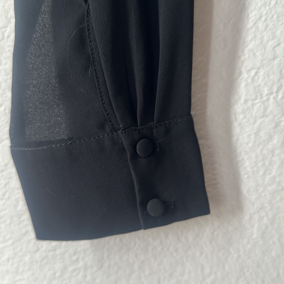 Black Semi Sheer Vee Neck Blouse With Jewels by Windsor - Picture 3 of 5